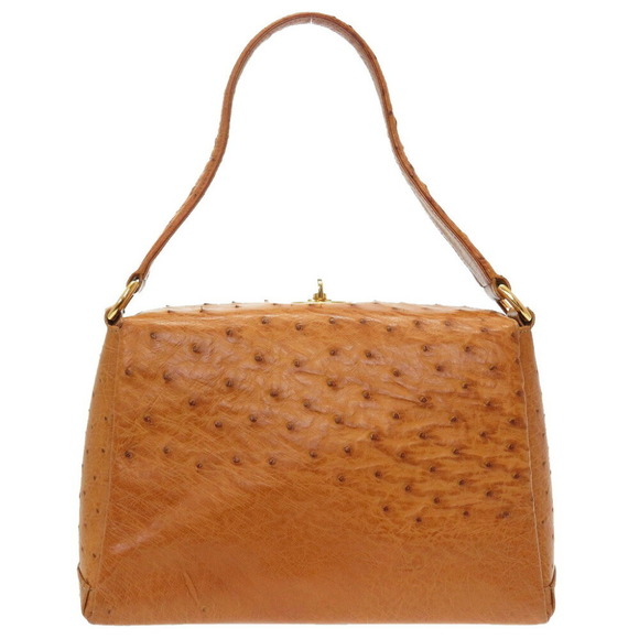 Gucci Ostrich Handbag Brown - Picture 1 of 10